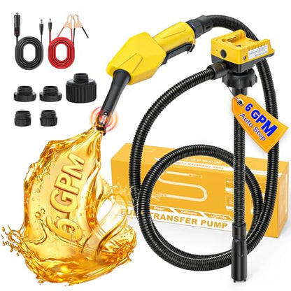 DIYtoolifz 6 GPM Cordless Fuel Transfer Pump Compatible with Dewalt 20V - color: Light yellow