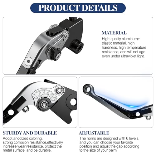 Brake Clutch Lever for Z500 Ninja500, Adjustable Levers(Titanium) - color: Titanium)