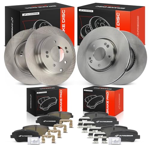 A-Premium Front Vented and Rear Solid Brake Rotors and Ceramic Pads Kit - style: Vented (F) & Solid (R)