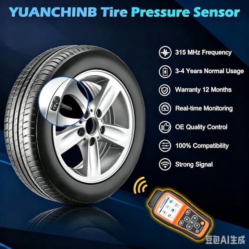 TPMS Sensor Tire Pressure Sensor 42607-06020 315MHz 4PCS Fit for Toyota - color: 42607-06020