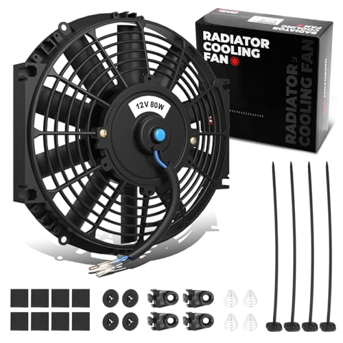 DNA Motoring 12 Inch High Performace Electric Cooling Slim Radiator Fan with Mount Kit, Black, RAF-12+FMK - color: Black, size: 12 Inch