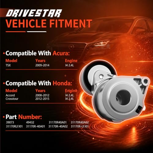 39073 Belt Tensioner w/Pulley for Honda Accord Crosstour 2.4L - size: 31170R40A01