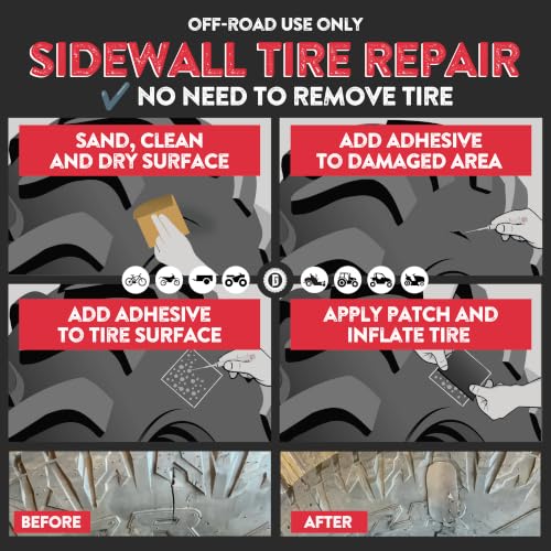 GlueTread Full Size 4x4 Sidewall Tire Repair Kit, Off Road Tire Patch Kit