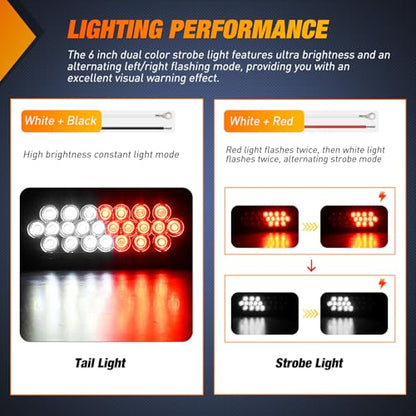 Nilight Strobe Lights 2PCS 6Inch Oval 24LED Red White Warning - color: 2Pcs Red White 24Led Strobe Lights