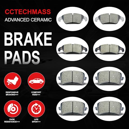 Brake Pads Kits fit For Audi A4, A4 allroad, A4 Quattro, A5, A5 Quattro, allroad, Q5, S4, S5 D1322 D1386 8pcs Front Rear Ceramic Brake Pads CCTECHMASS