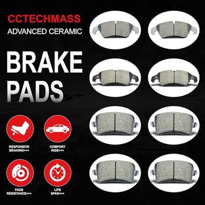 Brake Pads Kits fit For Audi A4, A4 allroad, A4 Quattro, A5, A5 Quattro, allroad, Q5, S4, S5 D1322 D1386 8pcs Front Rear Ceramic Brake Pads CCTECHMASS