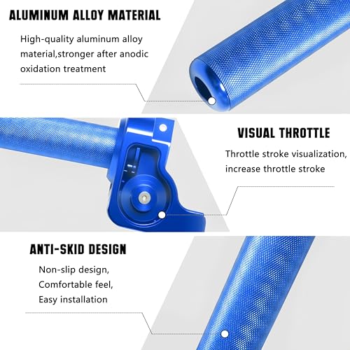 Motorcycle Throttle Assembly,7/8" Quick Twist Throttle Grips with Throttle Cable Aluminum Alloy Universal for CRF KLX SSR TTR 110 125 150 250cc Dirt Pit Bike ATV Mini Bike - color: Blue