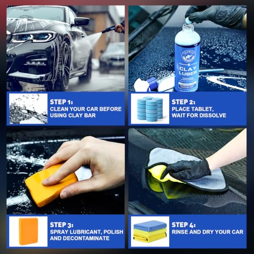 TEAWOO Clay Bar Kit, Car Detailing Kit for Car Detailing Cleaning - size: 6 count