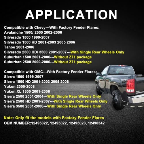 PIT66 Front+Rear Mud Flaps Fit Chevy Silverado Sierra 1500 1999-2007 - size: Fit Chevy Silverado/Sierra 1999-2004