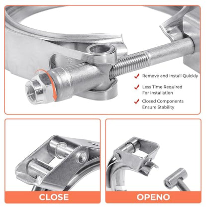 1.5 Inch Quick Release V Band Clamp 304 Stainless Steel, Exhaust V band Clamp for Downpipes - color: V Band Clamp, size: 1.5inch