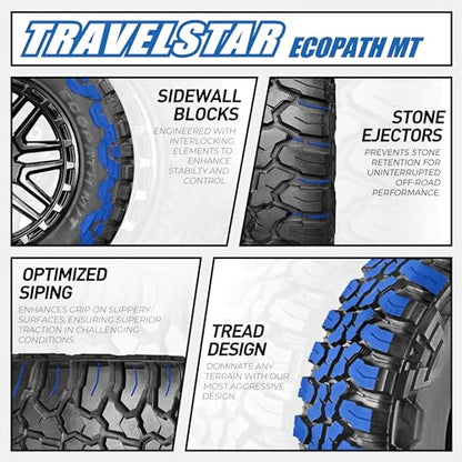 Set of 2 (Two) Travelstar EcoPath M/T LT275/70R18 10PR Mud Terrain Tire - size: LT275/70R18 10Ply