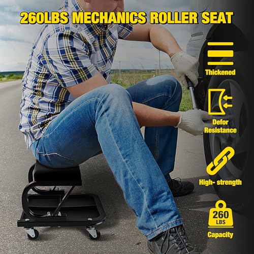 Nilight Rolling Creeper Garage/Shop Seat, 250 LBS Capacity - color: Black 250lbs