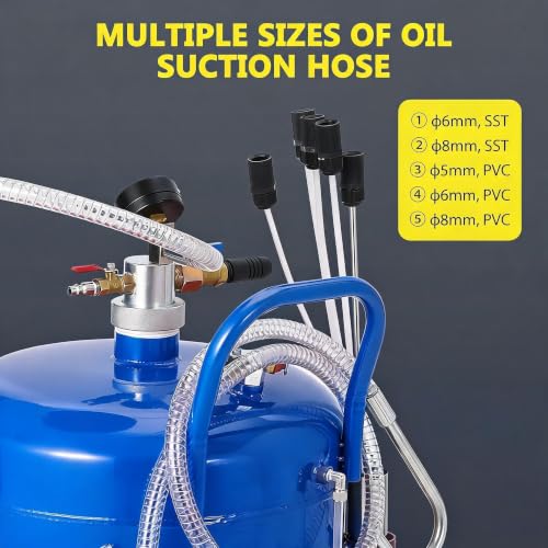 Garvee 20 Gallon Waste Oil Drain Tank, Portable Oil Drain Container, Air Operated Drainer, Fluid Fuel Transfer Drainage, Adjustable Funnel Height with Wheel &15'' Premium Bowl and a Toolbox - size: 20 Gallon - L Size - Blue