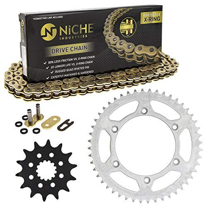 NICHE Drive Sprocket Chain Combo for Yamaha YZ450F YZ426F Front 14 Rear 48 Tooth 520V-X X-Ring 114 Links - size: X-Ring Chain