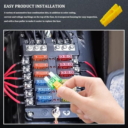 HAOBO 120PCS Car Fuses Assortment Kit, Automotive Mini Fuse, Low Profile Mini Blade Fuse Assortment with Fuse Puller, 2A 3A 5A 7.5A 10A 15A 20A 25A 30A 35A Replacement Fuses for Car RV Truck Boat