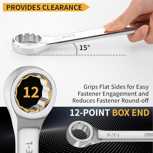 GRENPRO 7PC SAE Large Combination Wrench Set 15/16" To1-1/4 With Color Ring - style: SAE Wrench Set Large With Color Ring