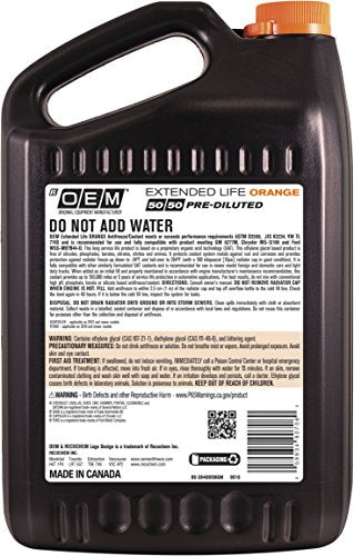 Recochem OEM American Vehicles Premium Antifreeze 50/50 Extended Life Coolant Orange, 1 Gallon, 1 Pack - color: Orange, style: 50/50 pre-mix