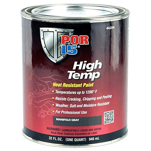 POR-15 High Temperature Paint, High Heat Resistant Paint, Weather and Moisture Resistant, 32 Fluid Ounces, Manifold Gray - color: Gray, size: 1 Quarts (Pack of 1)