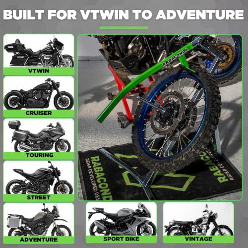 Rabaconda Motorcycle Tire Changer, Street Bike Starter Kit 12-21 in Wheels