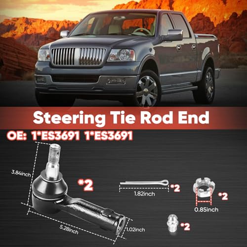 2PCS Front Outer Tie Rod Ends ES3691 LH & RH, Tie Rod End Kit Fit for Ford F-150 Lincoln Mark LT 2004-2008 - size: ES3691