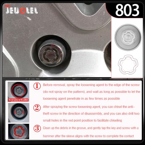 803 Wheel Locking Nut Key for Jeep, ID 29mm Lug Removal Tool - size: 803