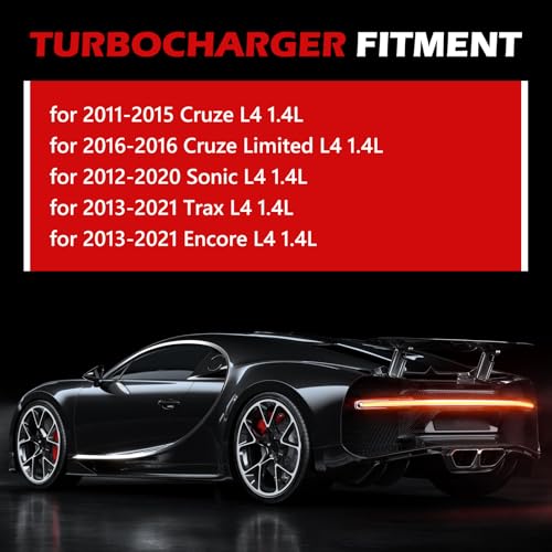 55565353 Turbo Charger Kit for 2011-2015 Chevy Cruze 1.4L, 2013-2021 Chevy Trax 1.4L, 2016 Cruze Limited 1.4L, 2012-2020 Sonic 1.4L, 2013-2021 Bui-ck Encore 1.4L, Turbocharger Replace for 781504-0001 - size: Turbo Complete Kits