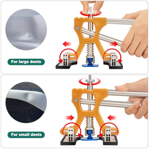 Dent Puller Remover Kit, Professional Car Paintless Dent Removal Kit Tools, 2 in 1 T-Bar,Adjustable Dent Lifter, Bridge Puller Slide Hammer Hail Dent Suction Puller for Auto Body SUV Damage DIY Repair