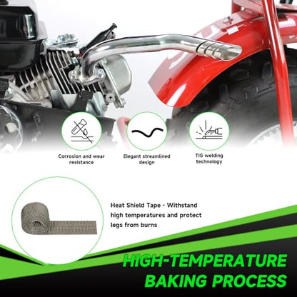 Header Exhaust Pipe Kit Compatible with Predator 212cc 224cc 196cc 6.5HP GX160 GX200 Engine Coleman Mini Bike CT200U BT200X CT200U-EX KT196 Go Kart Baja MB200 with Main Jets Parts (Silver) - color: Silver