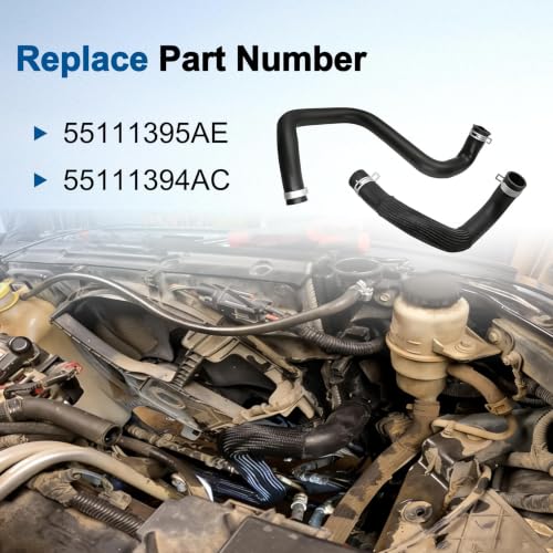 55111395AE 55111394AC Radiator Coolant Hose Compatible with Jeep Wrangler 2012-2018 for Wrangler JK 2018 Upper and Lower Cooling Outlet Pipe