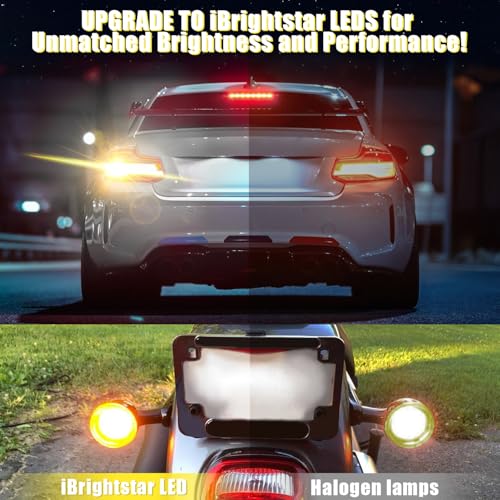 iBrightstar 1156 LED Bulb Amber, BA15S 1141 LED Turn Signal Bulbs Super Bright for Vehicle Blinker Lights and Turn Signal Lights, 2 Pack - color: Amber, size: 1156