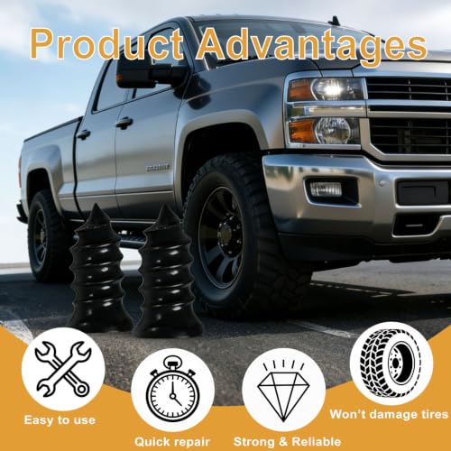 64 PCS Tire Repair Screws Rubber Nail Kit, 4 Sizes Screw in Tire Plugs
