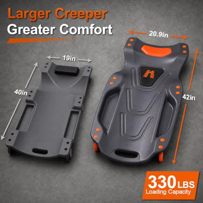42" Mechanic Car Creeper, 350 LBS Heavy Duty Garage Creeper with 6 Wheels - color: Grey