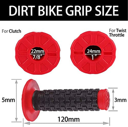 Motorcycle Grips 7/8" Dirt Bike Grip Pillow Top Grips Rubber Anti-Slip Universal Handlebar Racing Grip for Motocross ATV - color: Red
