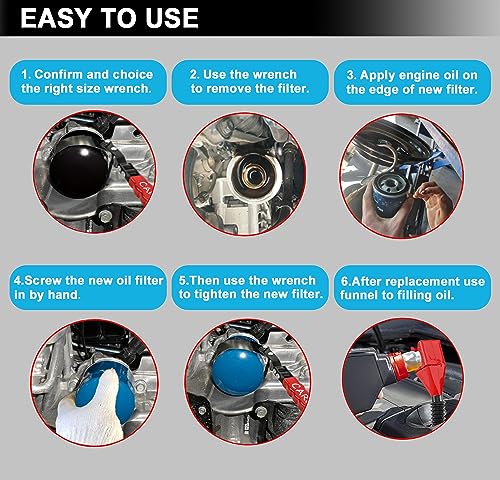 Oil Filter Wrench Set with Small Oil Funnel for Oil Change, 7 Pcs
