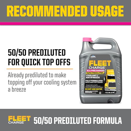 PEAK Fleet Charge SCA Precharged 50/50 Prediluted Antifreeze and Coolant for All Heavy Duty Engine Cooling Systems, 1 Gal. - size: 50/50