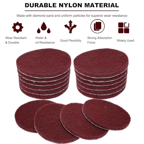 20 PCS 4 Inch 400 Grit Hoop and Loop Scrubber Scouring Pads Drill Scuffing Disc Flocking Scuff Pads, Conditioning Discs Polishing Pads for Furniture Automotive Cleaning, Rust Removal - style: 400 Grit -Red