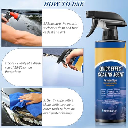 2Pcs Advanced Car Quick-Acting Coating Agent Spray, Car Coating Spray, 2025 New Quick Effective Coating Spray,Car Scratch Wax Polish Spray Waterless Wash, Oil Film Emulsion Glass Cleaner