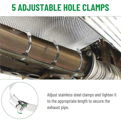 Titanium Pipe Shield, 6" x 24" Exhaust Heat Shield with Gloves - size: 6" x 24"
