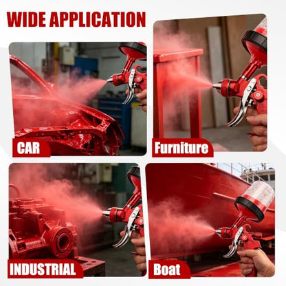 HVLP Spray Gun with Disposable Paint Cups Kit for Car Painting - color: red