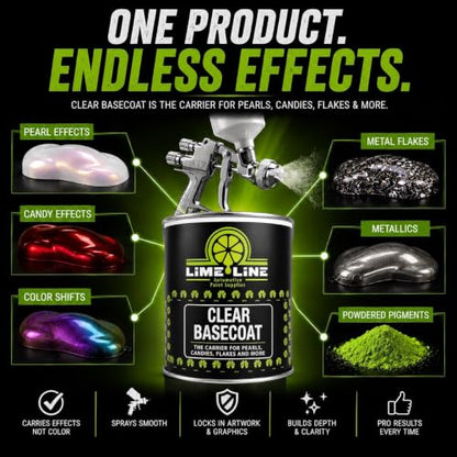 LiME LiNE Automotive Clear Basecoat/Intercoat Clear -1 Gallon Combo - Mix 1:1 with Urethane Reducer - Must be Clearcoated (Clear with Reducer) - color: Clear with Reducer