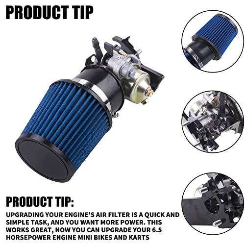 High Performance Upgraded Carburetor Air Filter adapter Intake Spark Plug Kit fit for Predator 212cc 6.5 Hp Honda Gx160 Gx200 196cc Coleman CT200U Trail CT100U Mini Bike Go Kart Racing （Blue） - color: blue, size: With carburetor