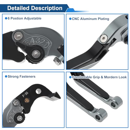 Brake Clutch Levers for Yamaha YZF-R7 2021-2025 Head Black Handle - color: Titanium Head Black Handle