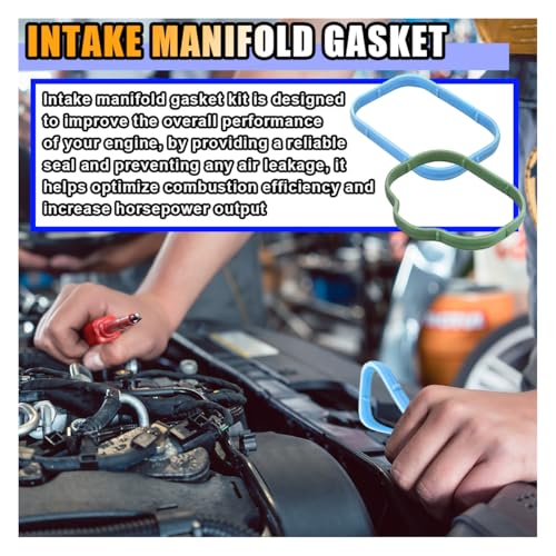 KITUREK Intake Manifold Gaskets Lower & Upper Plenum Gasket Set, Blue&Green