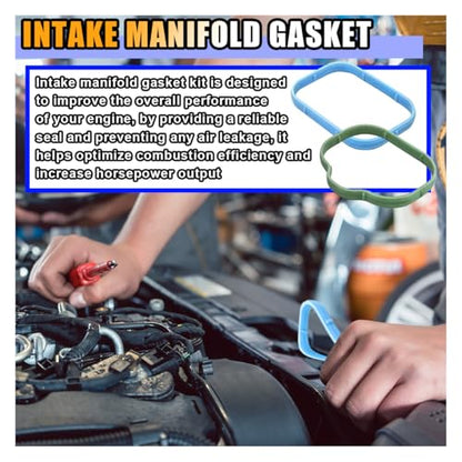 KITUREK Intake Manifold Gaskets Lower & Upper Plenum Gasket Set, Blue&Green