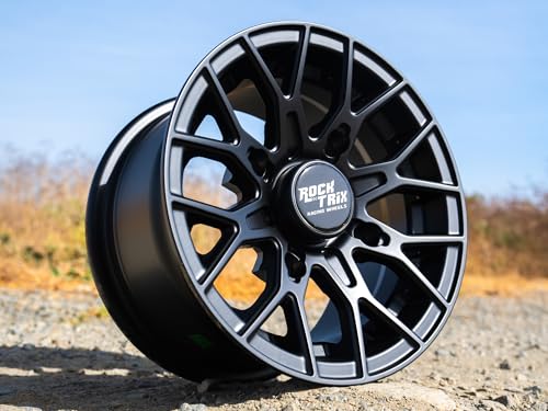 RockTrix RT104 12x7 ATV UTV Wheel 4x156 4+3 Offset, Matte Black, 1pc Single - size: 12x7 (4+3)