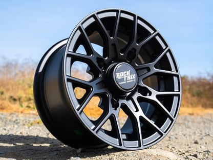 RockTrix RT104 12x7 ATV UTV Wheel 4x156 4+3 Offset, Matte Black, 1pc Single - size: 12x7 (4+3)