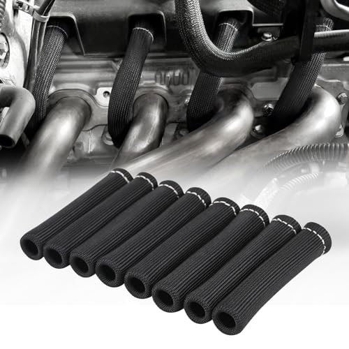 8PCS Spark Plug Wire Heat Shield Sleeve for SBC BBC 350 454 Spark Plug Boot - color: Black