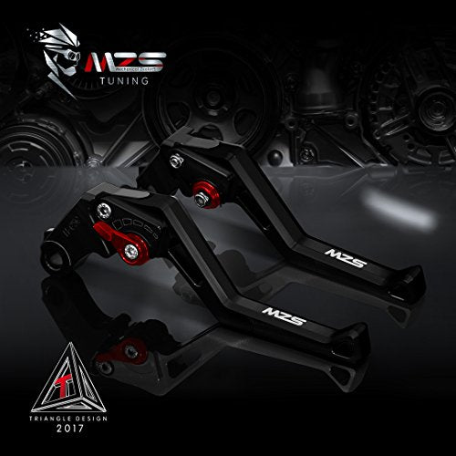 MZS Black Motorcycle Brake Clutch Levers, Short Adjustable CNC Handle Set - color: Black