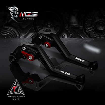 MZS Black Motorcycle Brake Clutch Levers, Short Adjustable CNC Handle Set - color: Black