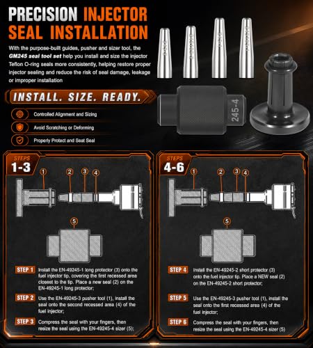 6706 Fuel Injector Rail Assembly Remover & GM245 Fuel Injector Seals Tools Perfectly Fits for GM Engines